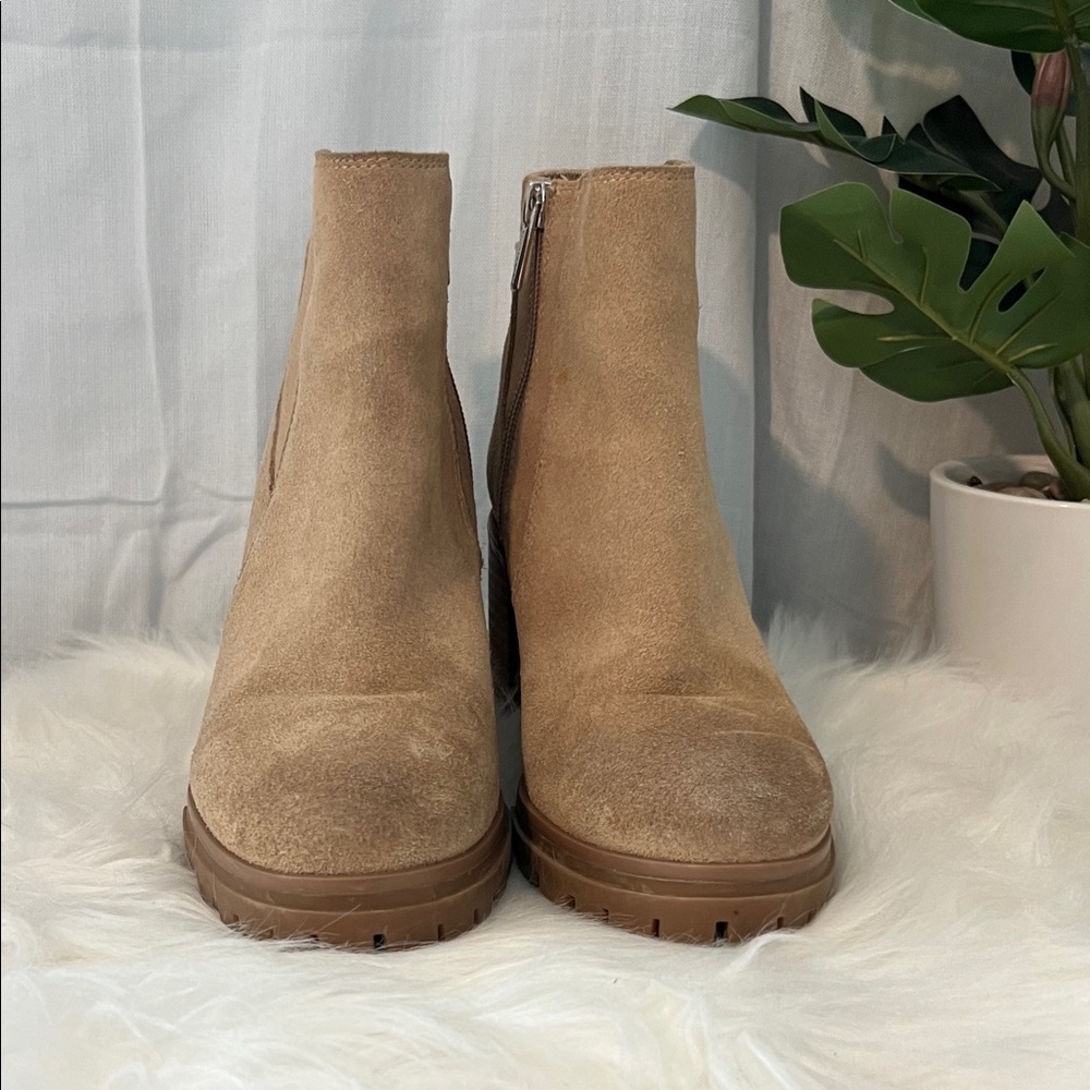 Vince Camuto Camel Suede Ankle Boots - Picture 2 of 8
